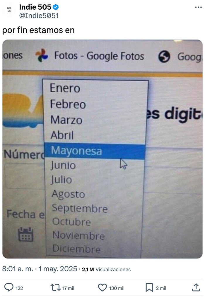 Google Fotos cuando llega mayo y tú solo ves mayonesa - meme