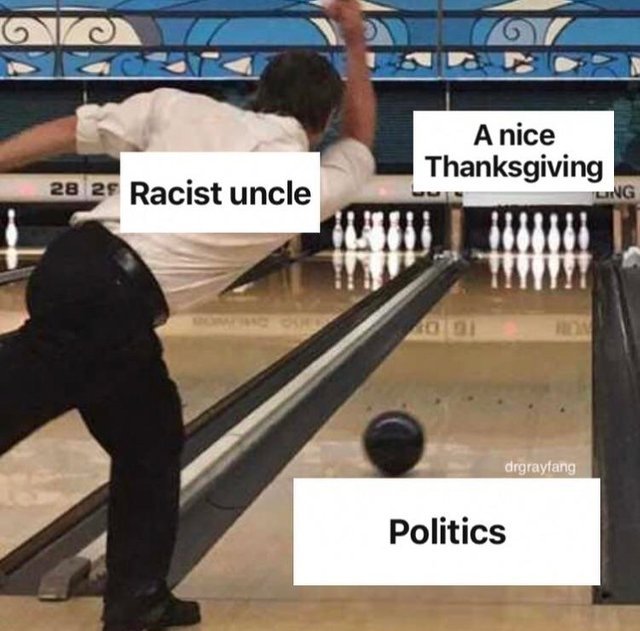 Thanksgiving with your racist uncle - meme
