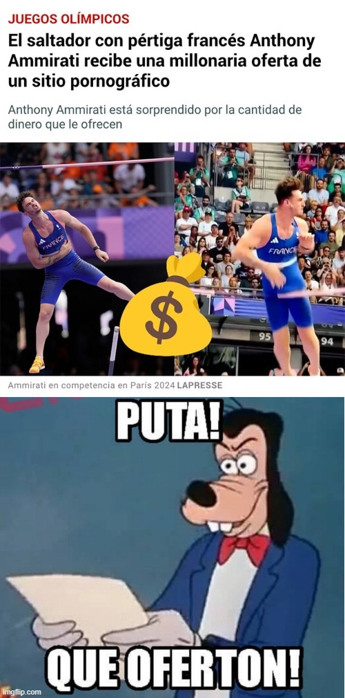 Oferta al saltador de pertiga más famosos de paris 2024 - meme