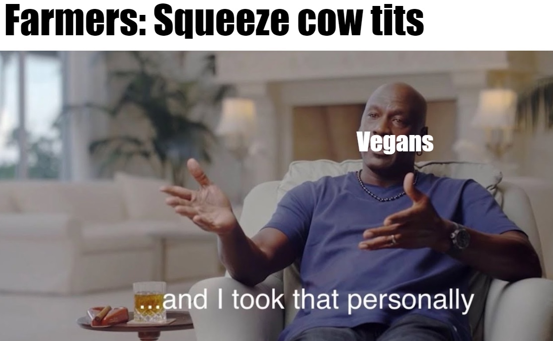 squeeze the vegan's mom's tits - meme