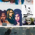 Grafiti del club de los 27 en Tel Aviv. Brian Jones, Jimi Hendrix, Janis Joplin, Jim Morrison, Jean-Michel Basquiat, Kurt Cobain, Amy Winehouse, Avicii, LEDGER
