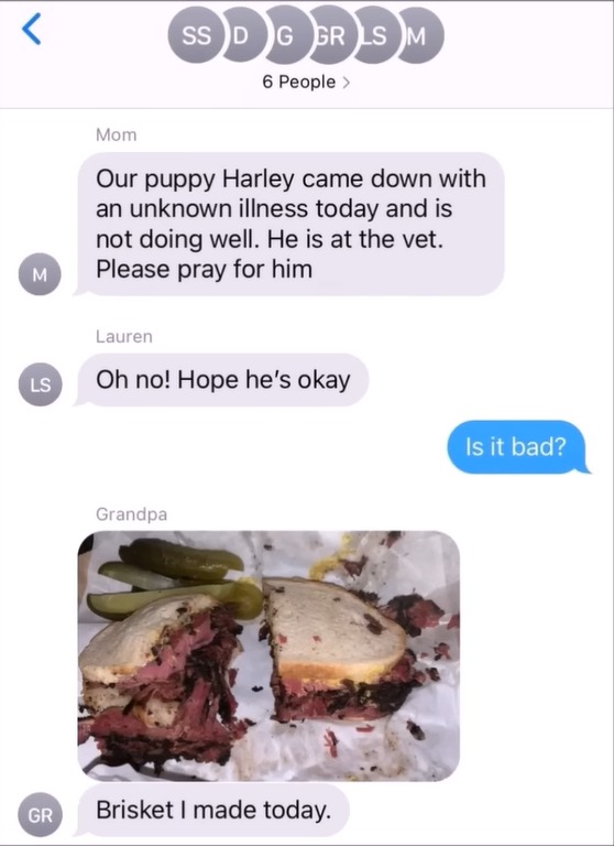 Grandpa is obviously very concerned about doggo - meme