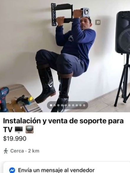 Instalo soporte de TV barato y cerca - meme