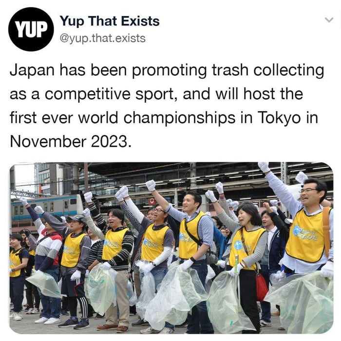 Trash collecting as a sport - meme