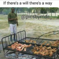 he picking up the meat with the stick