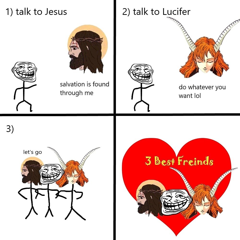 Le jesus and le Lucifer - meme