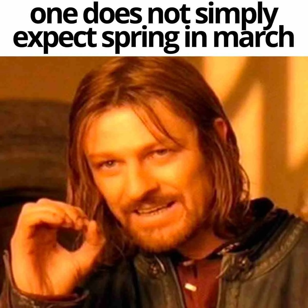 One does not simply expect spring in March - meme
