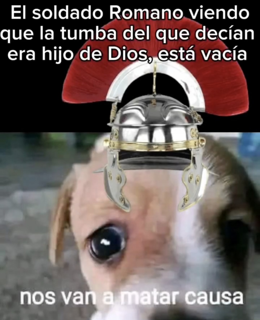 El soldado romano viendo que la tumba está vacía: nos van a matar, causa - meme