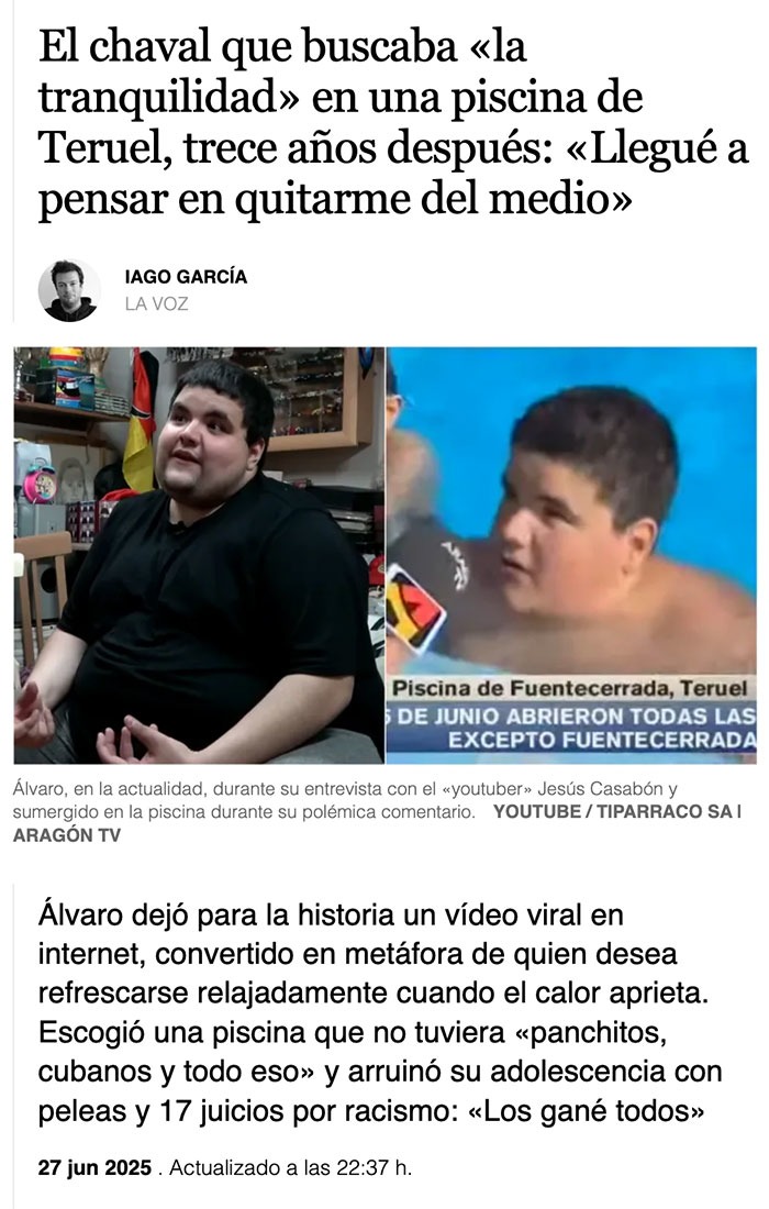 El chaval de la piscina de Teruel y su adolescencia arruinada - meme