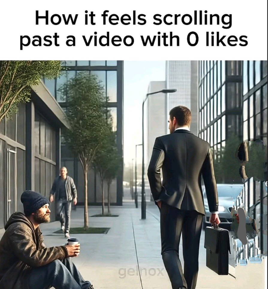 Scrolling past a 0-like video feels illegal - meme