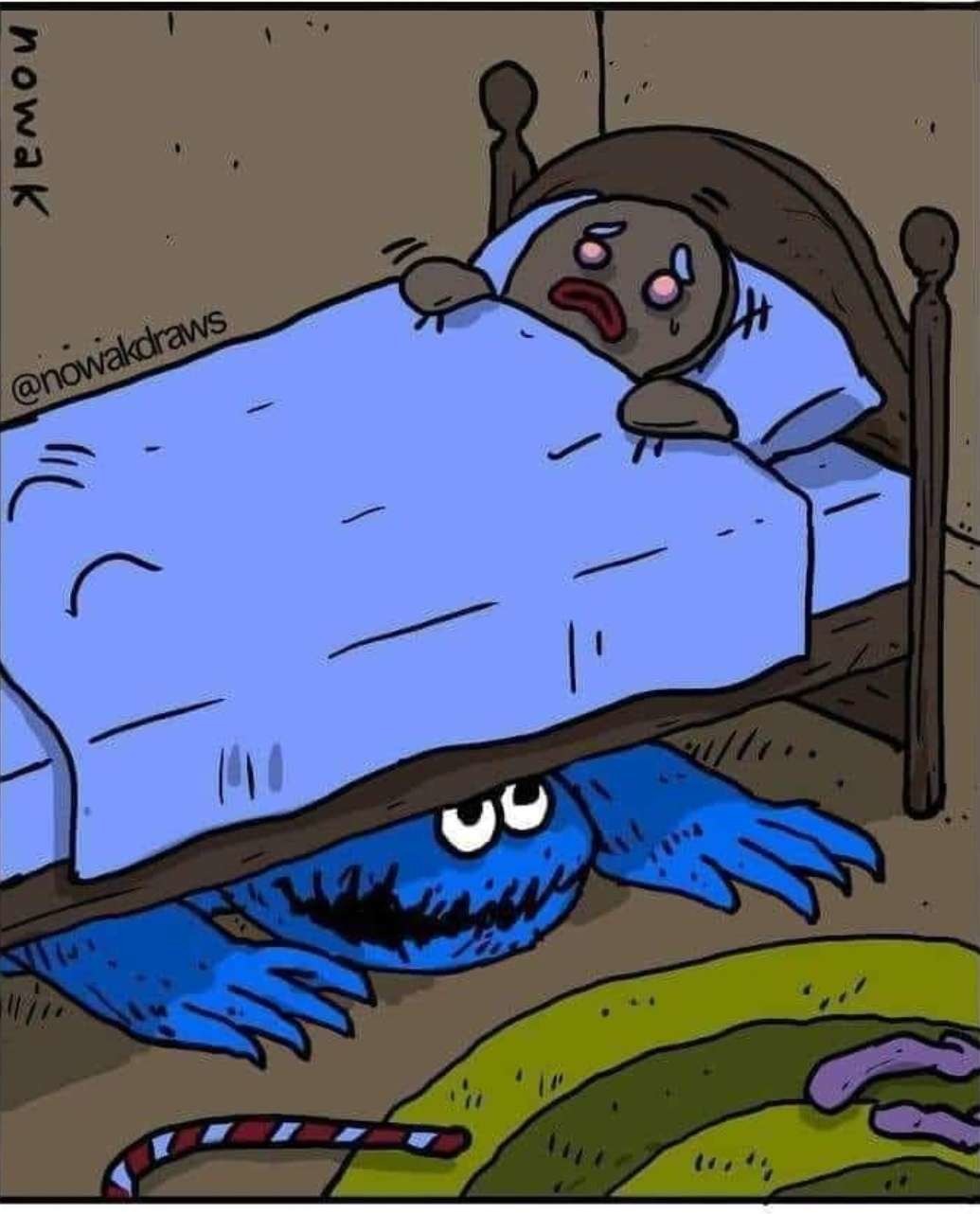 There's a monster under the bed - meme