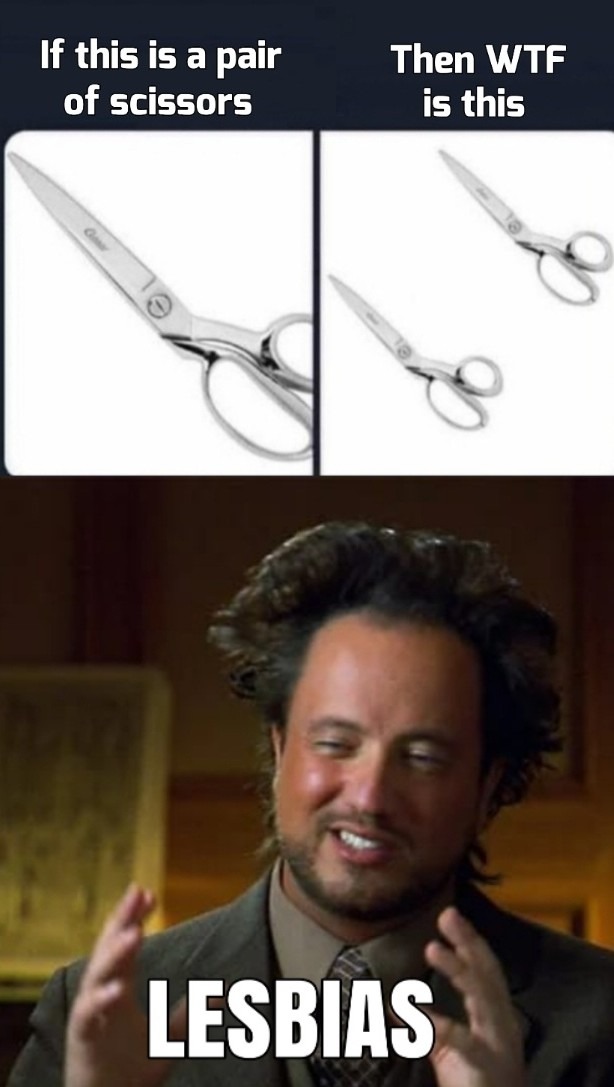 2 pairs of scissors? Nope - meme