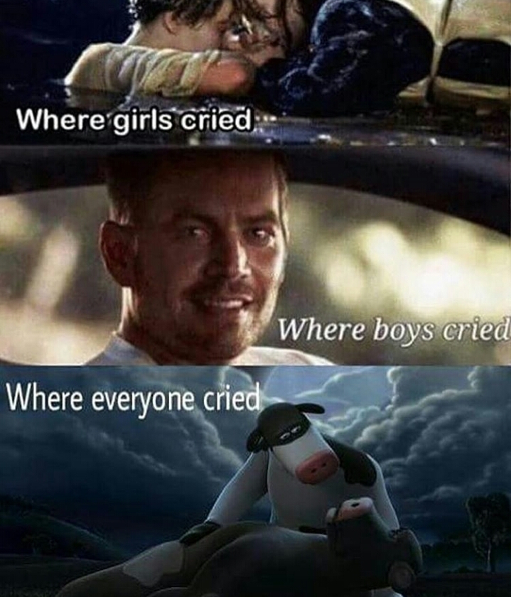 you have no heart if you didnt cry in back at the barnyard - meme