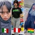 Mujeres disfrazadas de Merlina en diferentes países.
