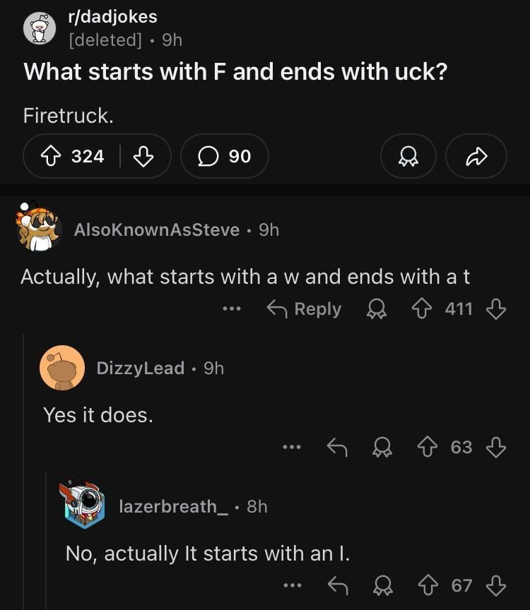What starts with F and ends with uck? Classic trap question - meme