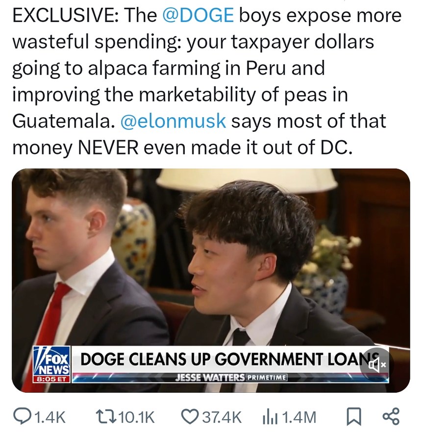 They used your taxes for alpacas and Peruvian peas, seriously - meme