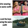 Girls wearing the same outfit