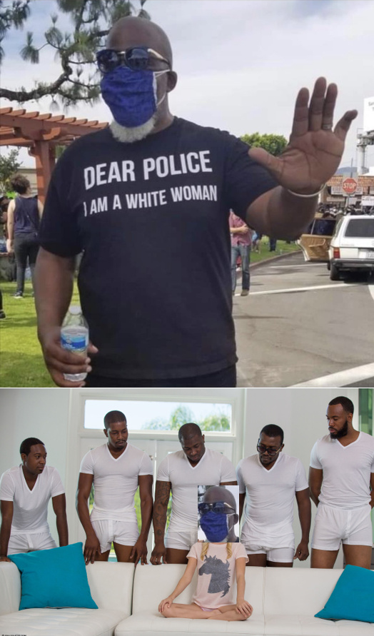 Cara policia, eu sou uma mulher branca. - meme