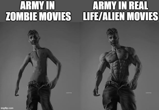 Army power in different type of movies - meme