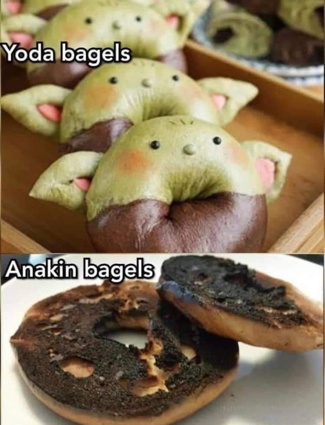 Yoda bagels vs anakin bagels - meme