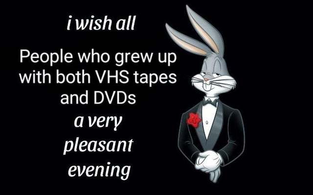 I wish all people who grew up with both VHS tapes and DVDs a very pleasant evening! - meme