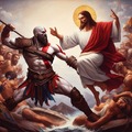 Plantilla gratis de Kratos vs Jesucristo