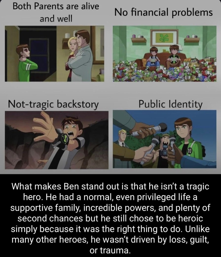 Ben didn’t need trauma to be a hero and that’s wild - meme