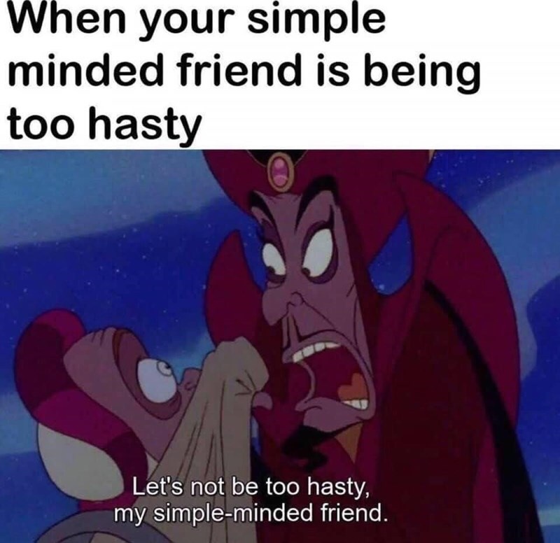 Don’t be to HASTY - meme