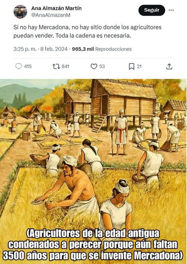Agricultores sin Mercadona - meme