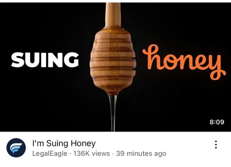 LegalEagle is suing Honey - meme