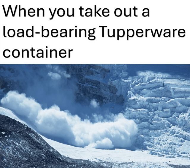 Removing one container and triggering a fridge avalanche - meme