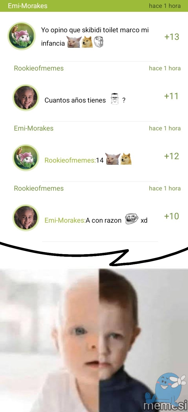 Emi-Morakes dijo que skibidi toilet fue su infancia pero en realidad tiene 14 - meme