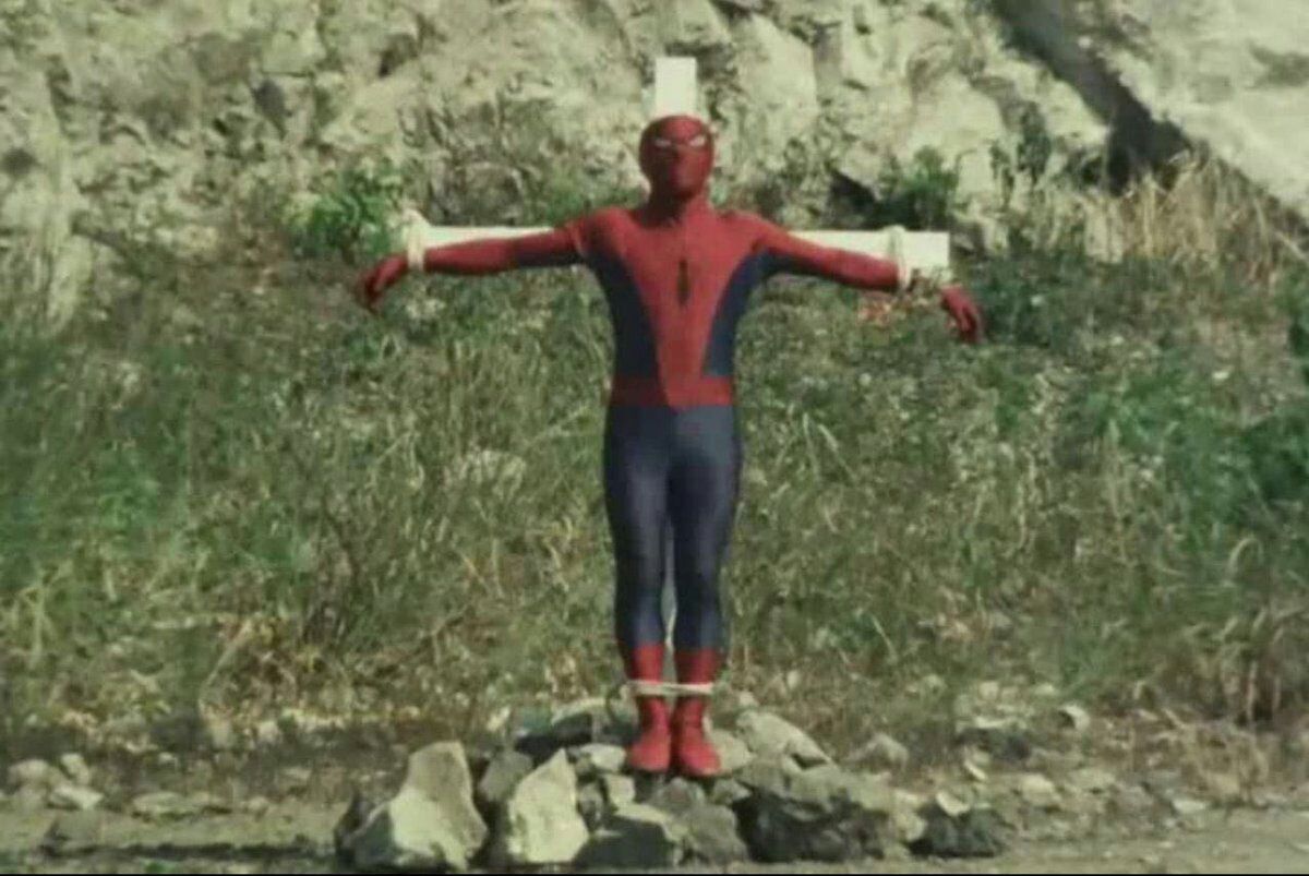 T-Pose Spiderman but is also Jesus - meme