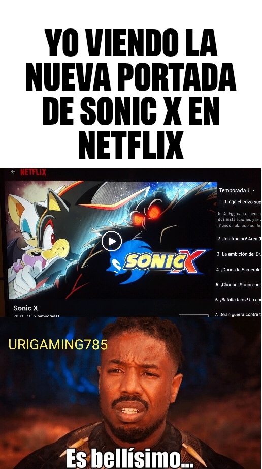 Esta chida la nueva portada de Sonic X en Netflix - meme