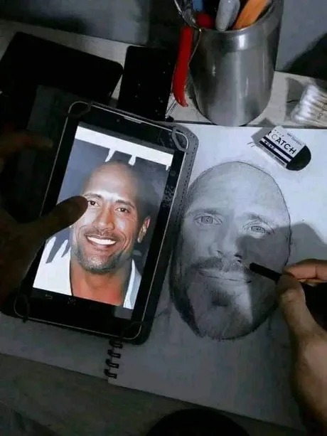 Great drawing of The Rock - meme