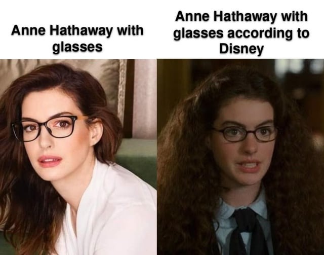 Anne Hathaway with glasses - meme