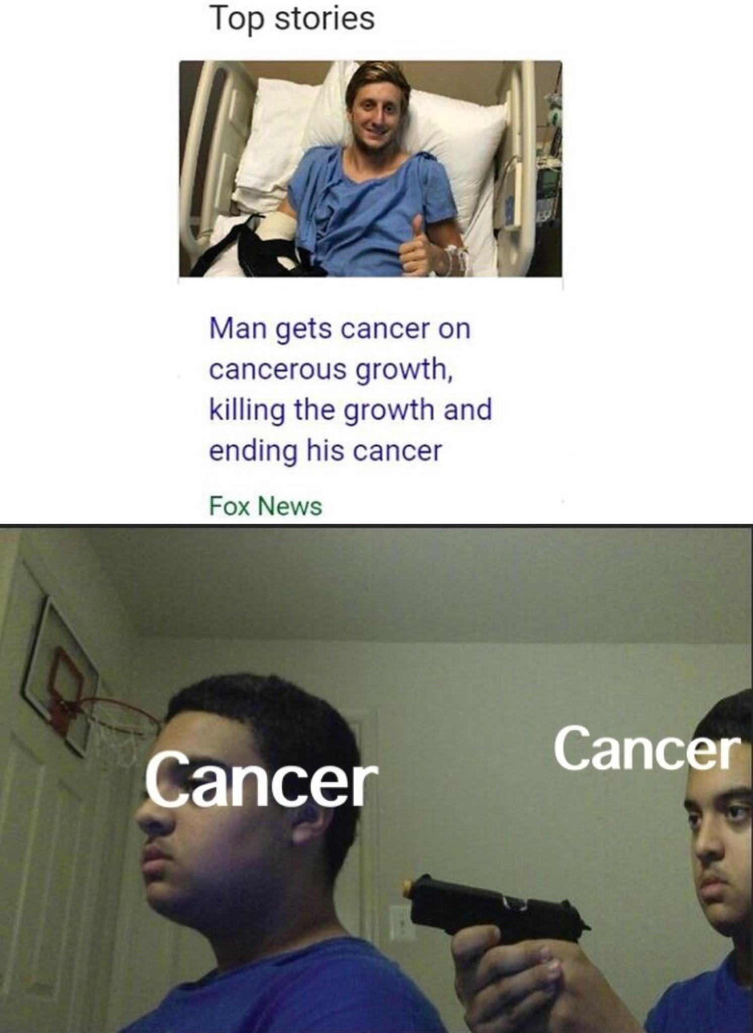 bruh cancer beats cancer - meme