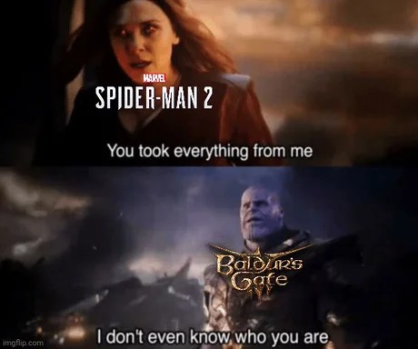 Spiderman 2 vs Baldur's Gate 3 - meme