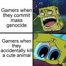 Mass genocide? Yes. Animal cruelty? NO! - meme