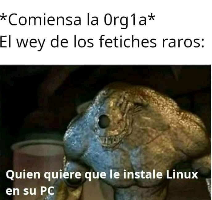 Jaja mentira nunca tuve Linux (ni estuve en una orgia :okay:) - meme