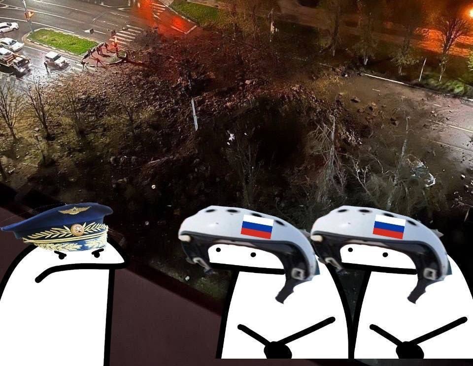 the Russian army is the world’s greatest! *Accidentally bombs itself* - meme