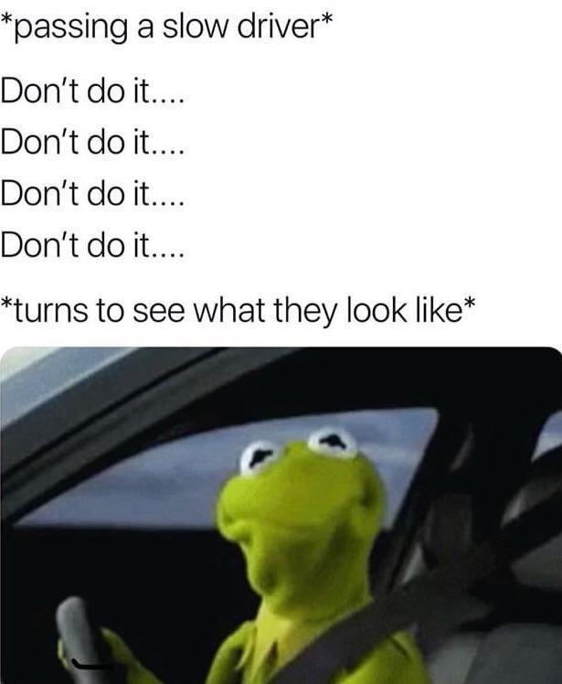 Passing a slow driver - meme