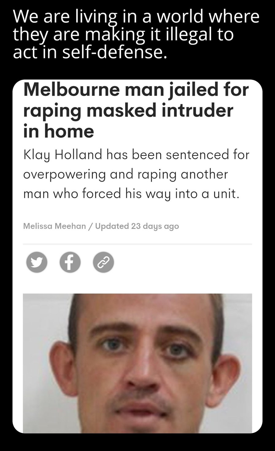 It's a clown world we live in, imagine being prosecuted for simply defending your own life and property. - meme
