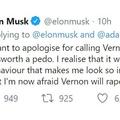 Elon Musk apology tweet