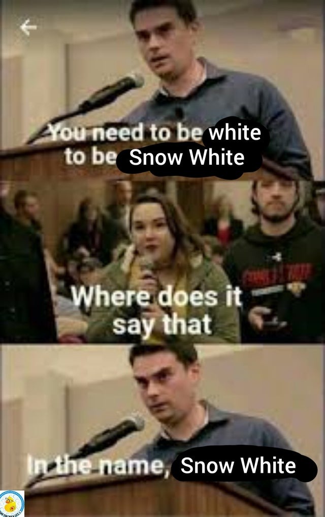 Do you actually need to be white to be Swow White? - meme