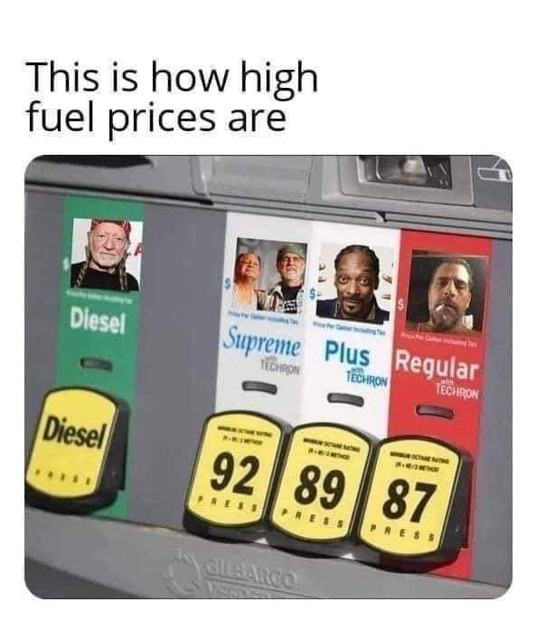 $20 on pump 2 gets me enough to get to pump 4 - meme