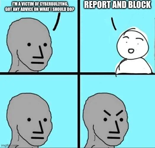 Report and block - meme