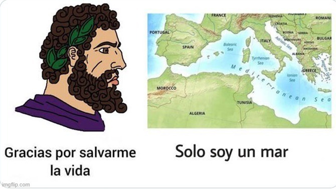 Aguante el mar mediterraneo - meme