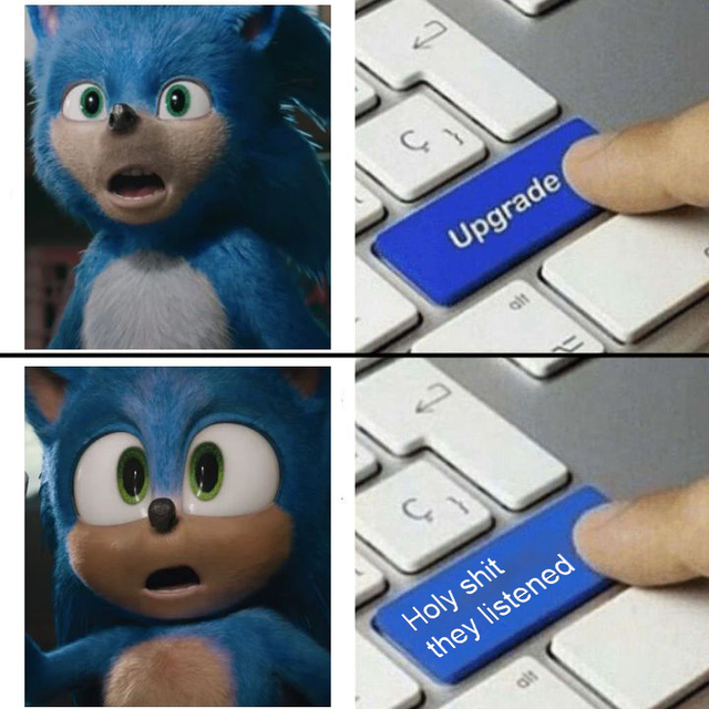 Sonic looks much better now - meme