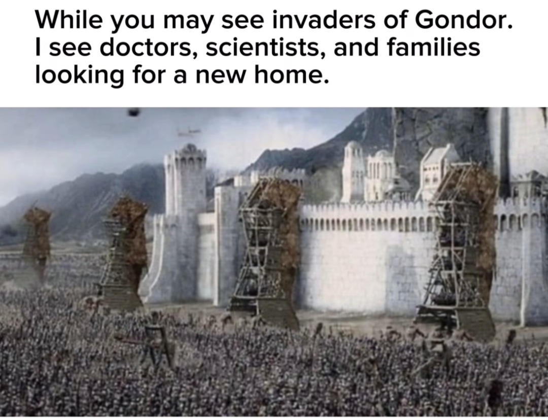 "Dont be racist Gandalf, let them in" - meme